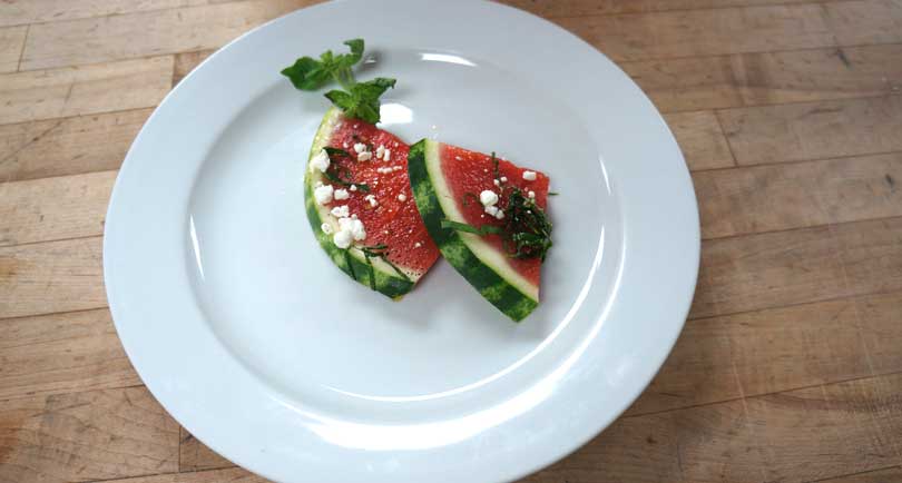 watermelon salad recipe plated