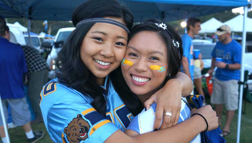 Author Sydney Fong with her sorority sister Allyson Bach at a UCLA Rose Bowl tailgate