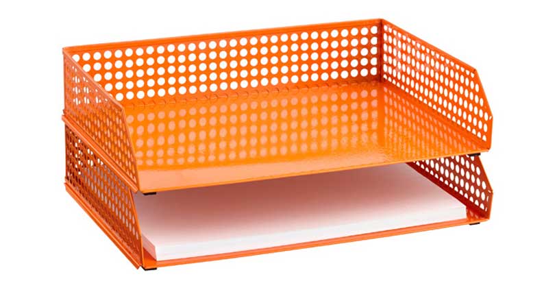 orange letter tray