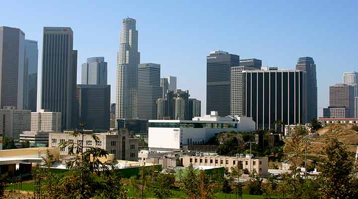 downtown la skyline on a clear day