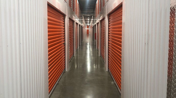 row of Public Storage units in hallway at new downtown Nashville facility