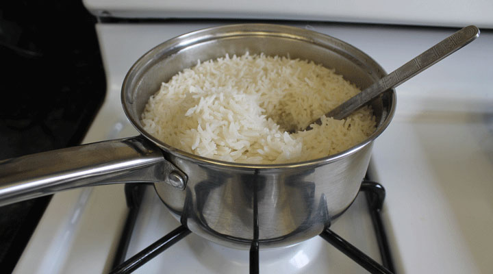 white rice ready on the stove