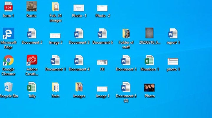 screen shot of a messy desktop filled with documents
