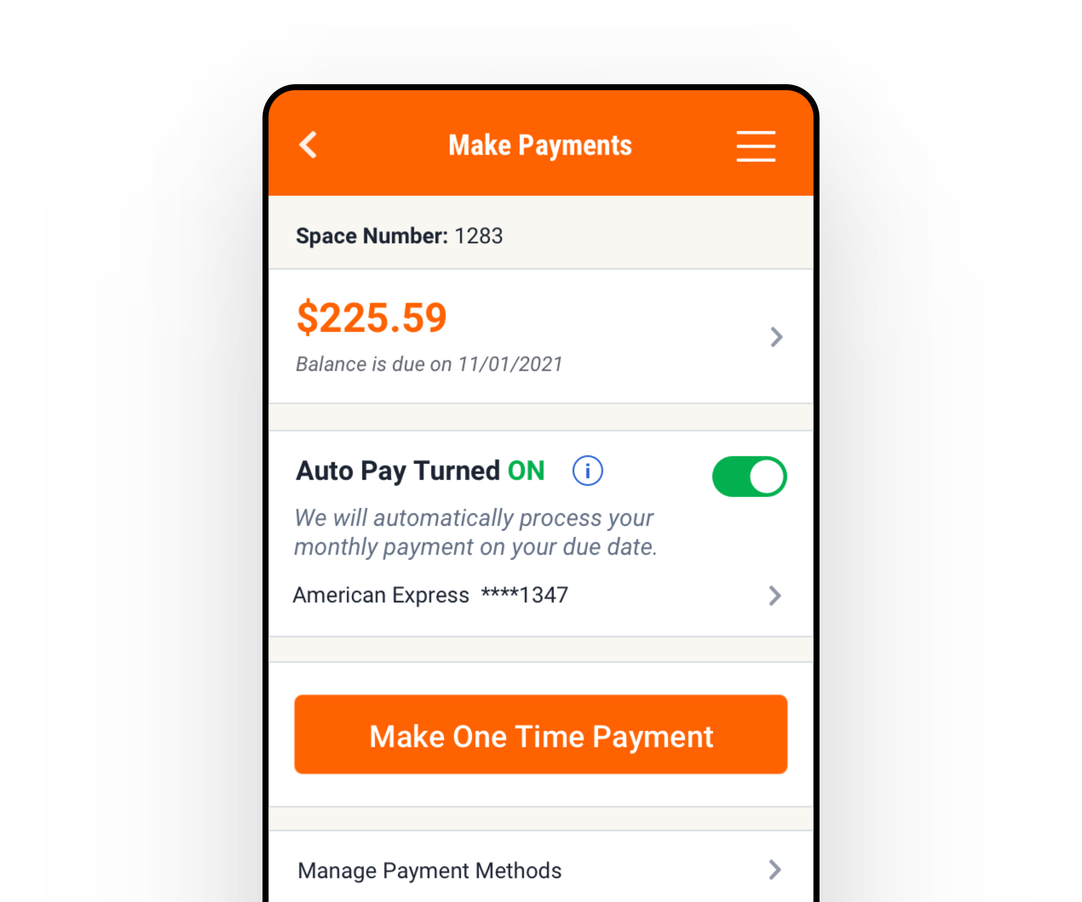 screenshot of payments